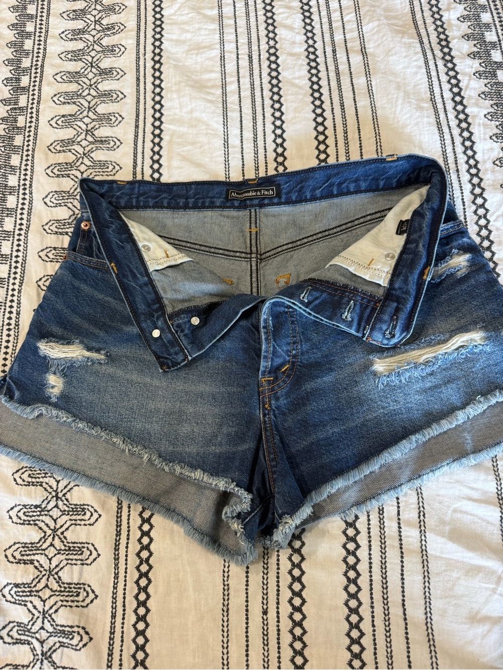 Abercrombie & Fitch Distressed Blue Denim Jean Shorts